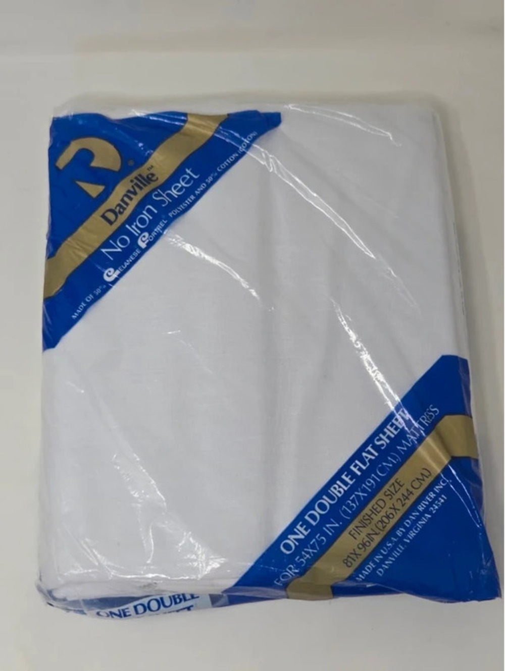 Danville Double Flat Sheet White Fortrel Cotton Blend 81 x 96 Permanent Press